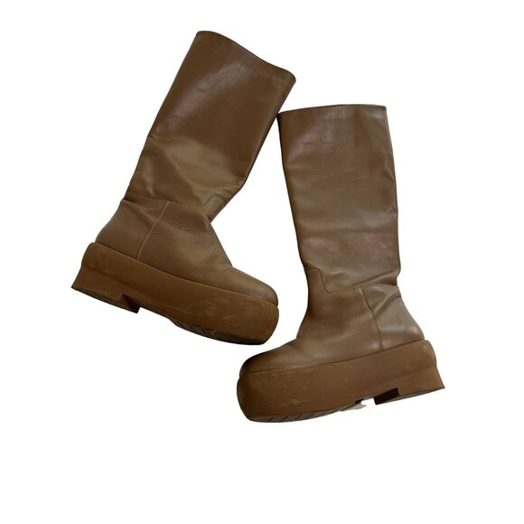 GIA BORGHINI Texan Knee High Leather Boots in Brown - Picture 1 of 5